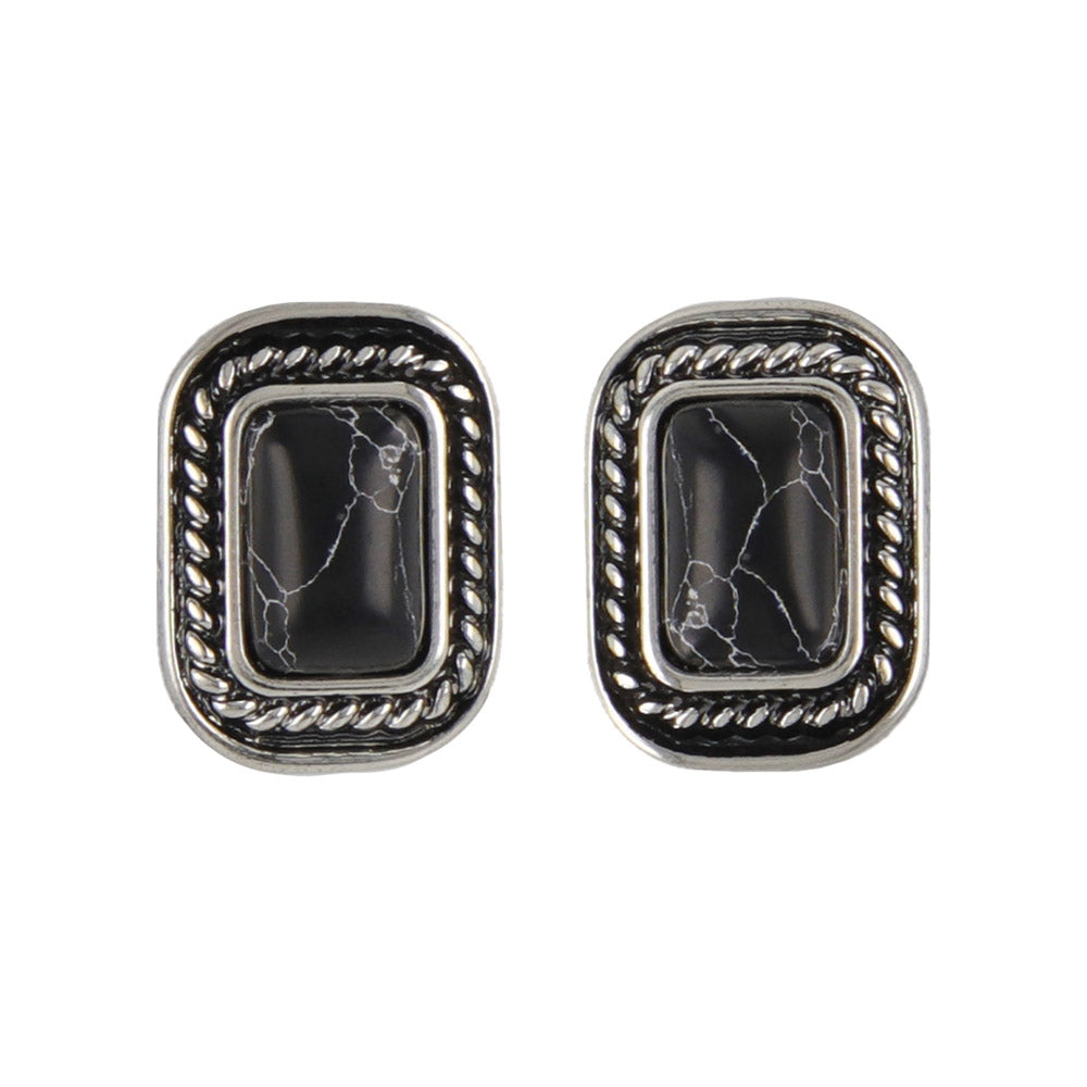 Rectangle Concho Stud Earrings