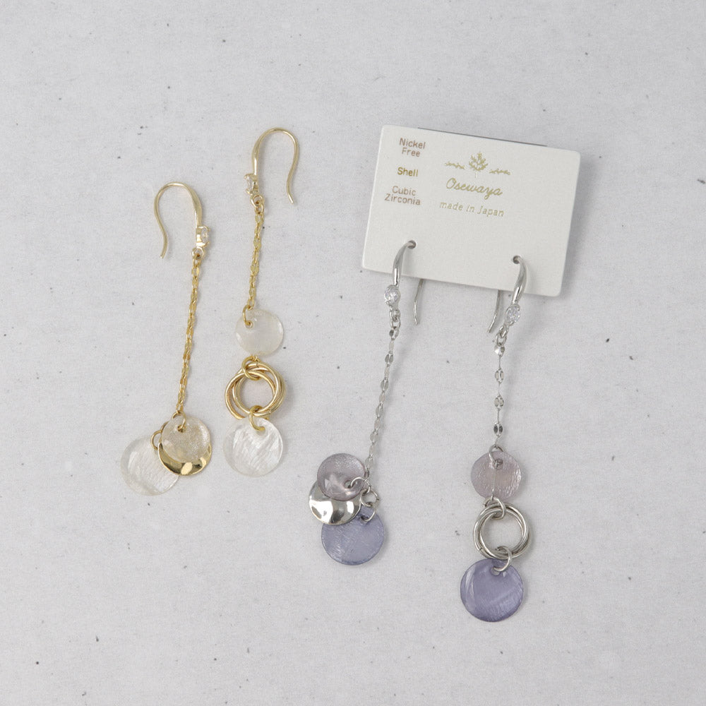 Shell and Metal Mixed Circle Drop Earrings - osewaya