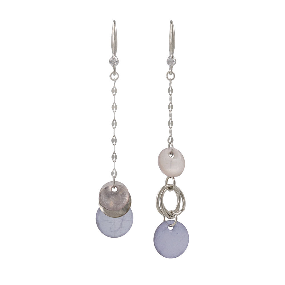 Shell and Metal Mixed Circle Drop Earrings