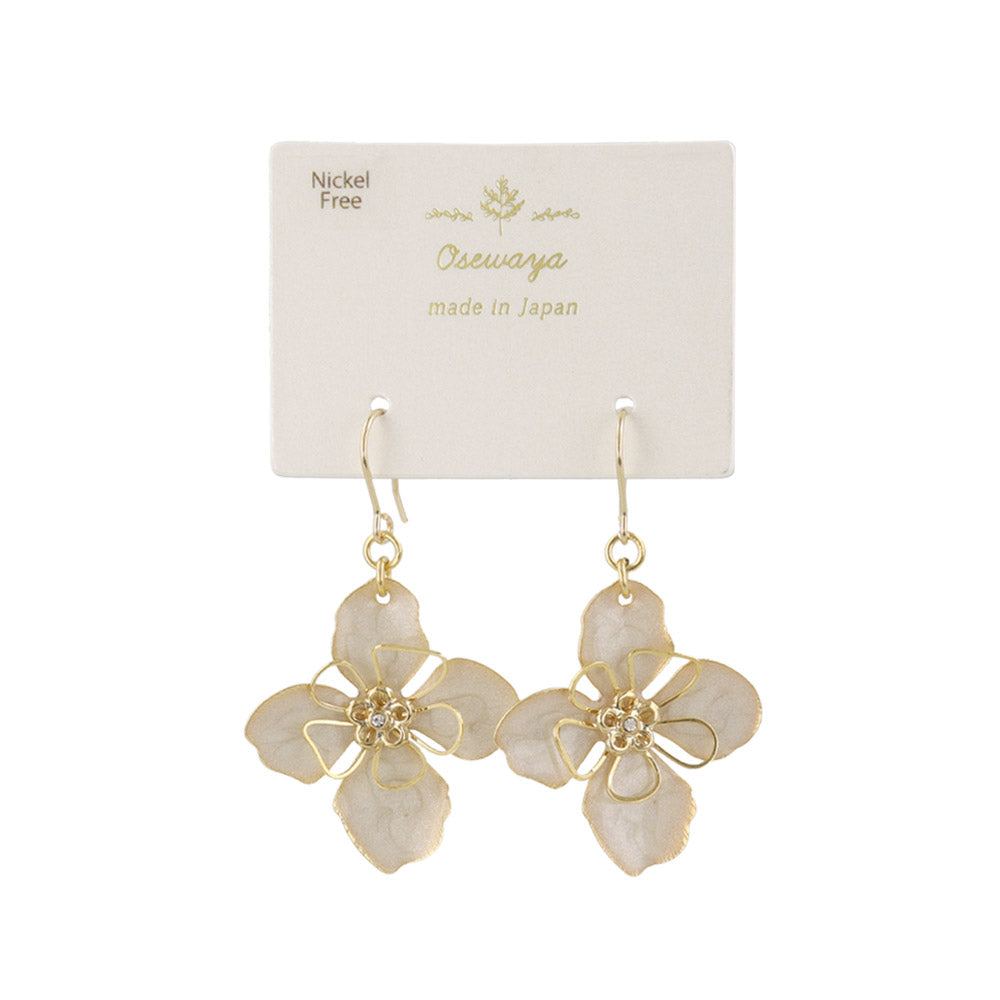 Four Petal Marble Flower Earrings