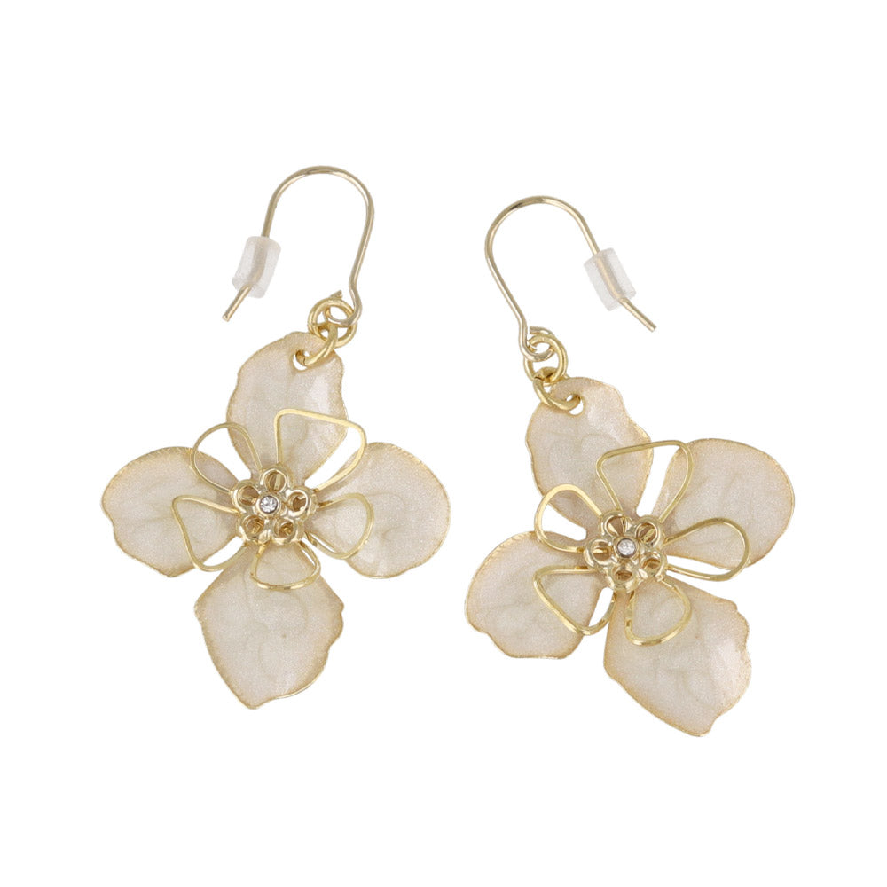 Four Petal Marble Flower Earrings