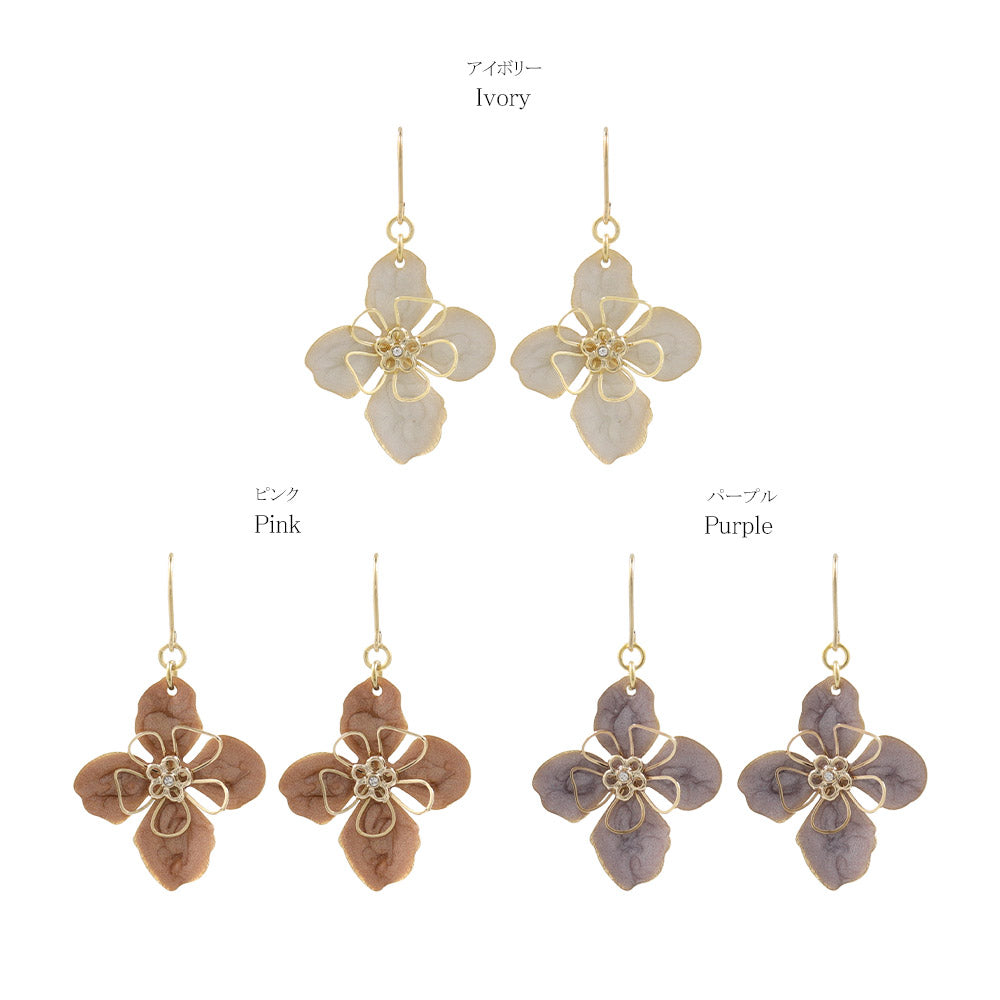 Four Petal Marble Flower Earrings