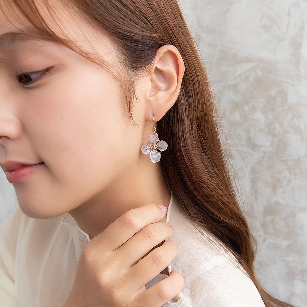 Four Petal Marble Flower Earrings