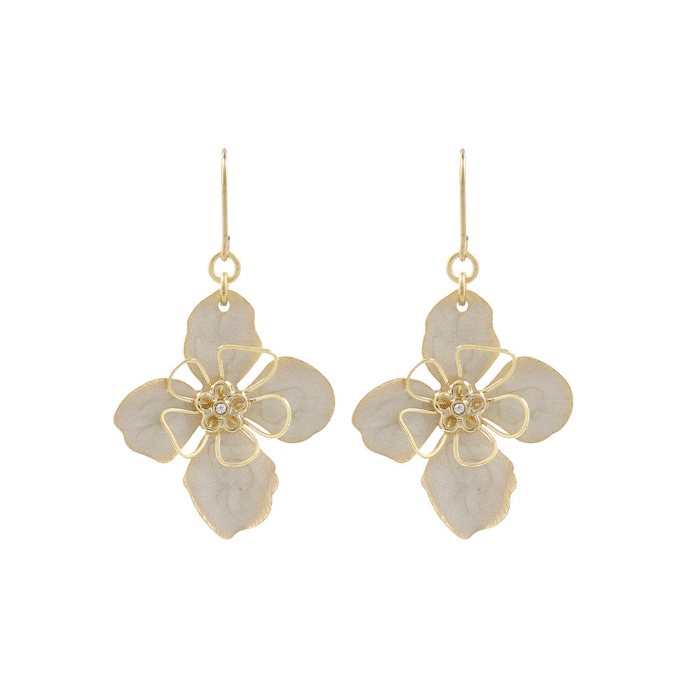 Four Petal Marble Flower Earrings