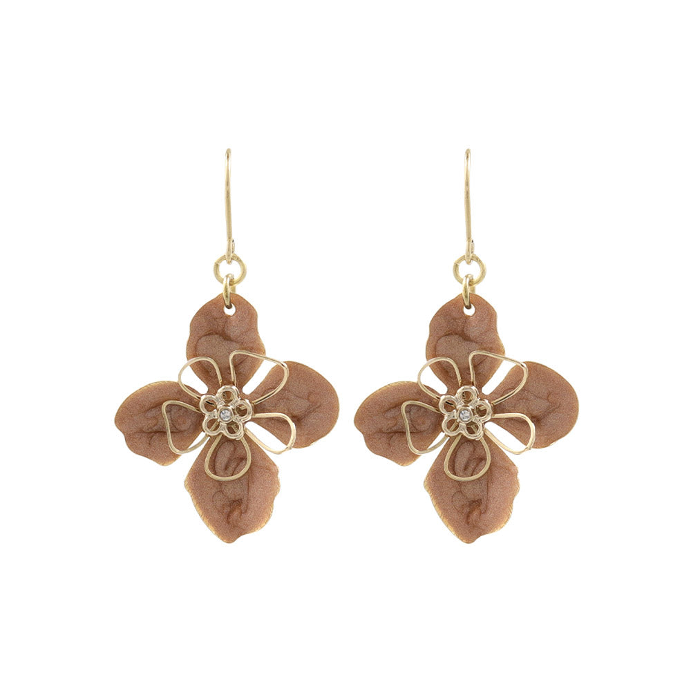 Four Petal Marble Flower Earrings