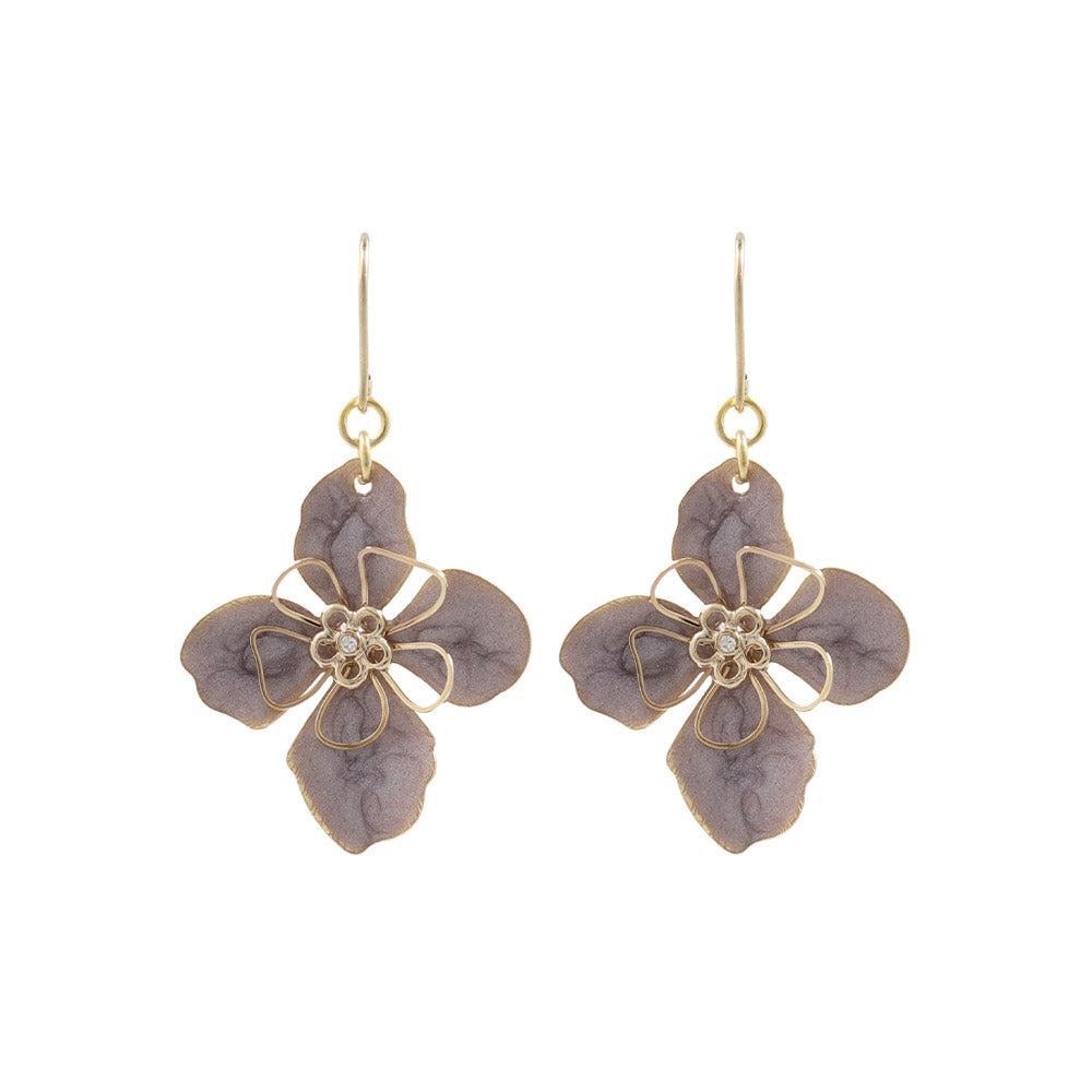 Four Petal Marble Flower Earrings