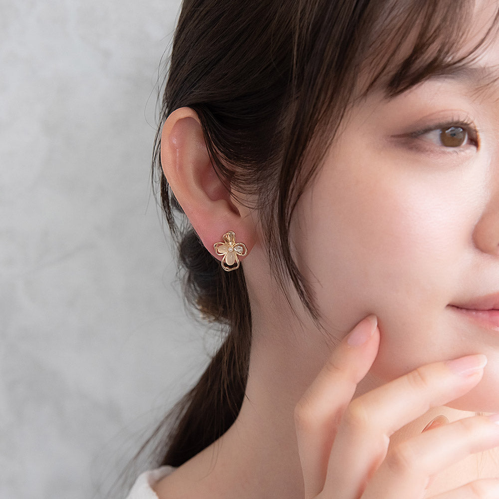 Beaded Cutout Flower Studs