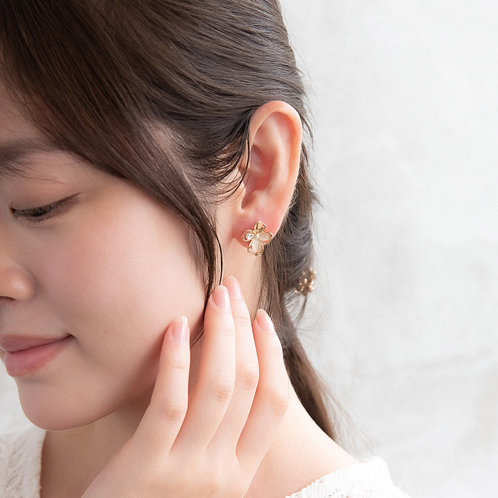 Beaded Cutout Flower Studs