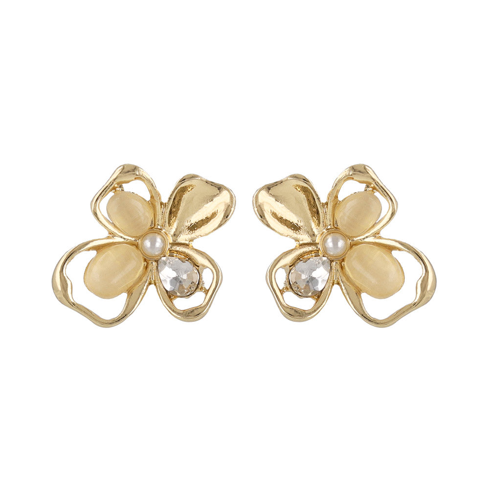 Beaded Cutout Flower Studs