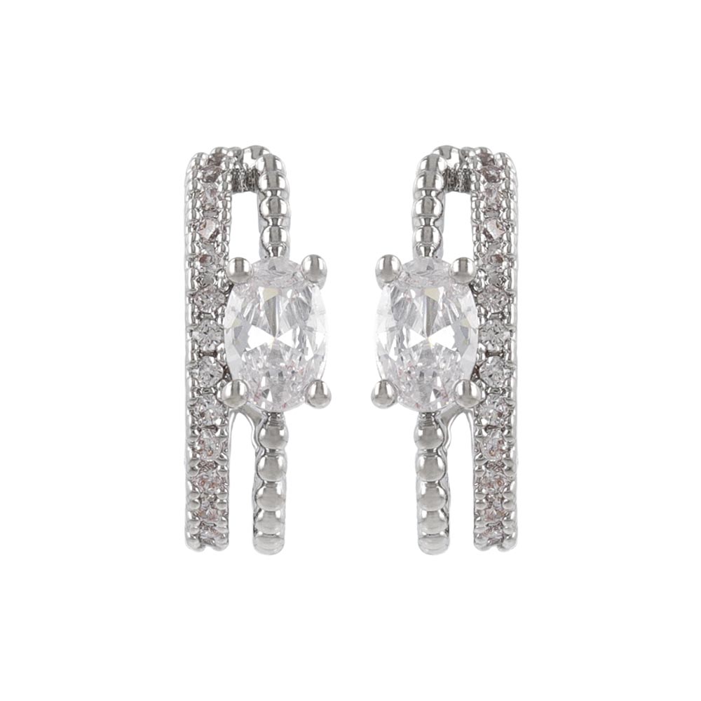 Double Row CZ Hoop Earrings