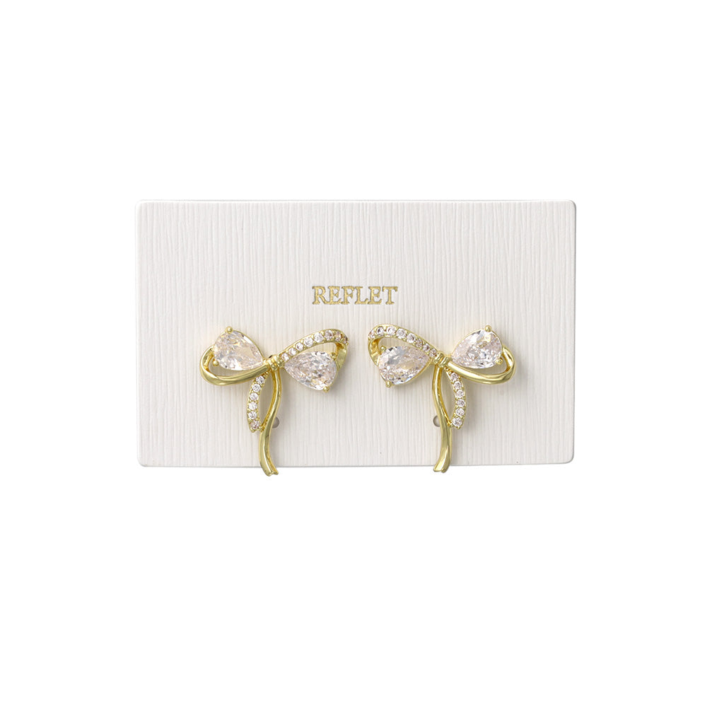 Loop Bow CZ Stud Earrings