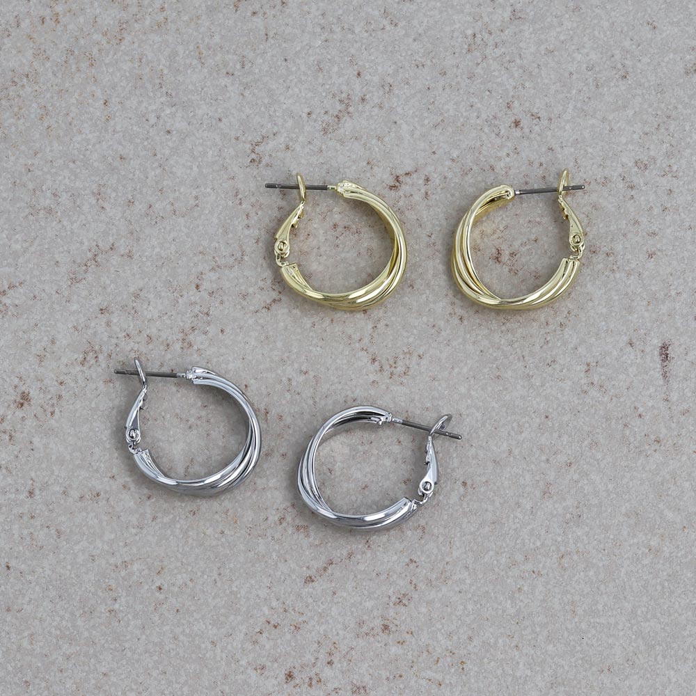 Crossover Multi Row Hoop Earrings