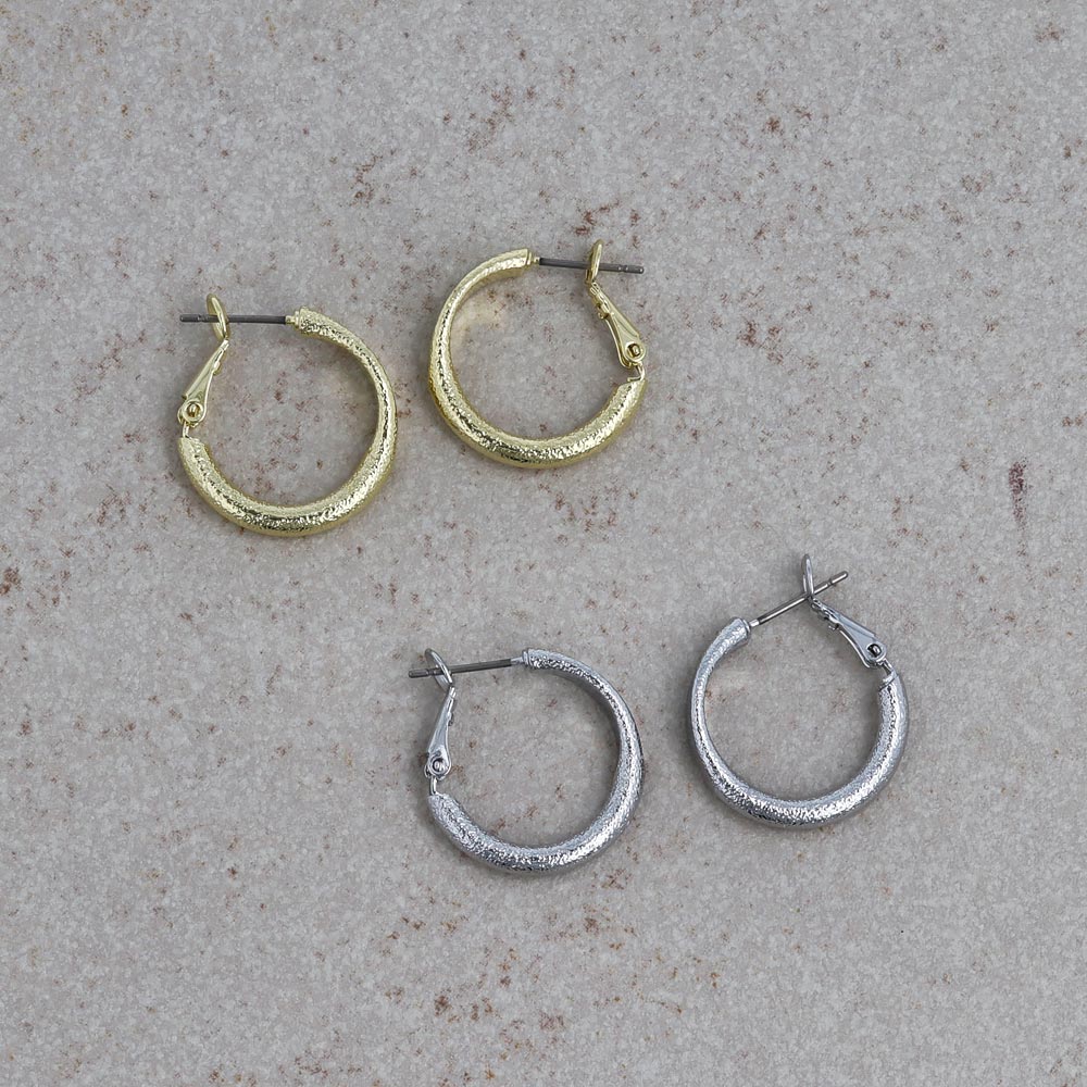Faceted Textured Hoop Earrings