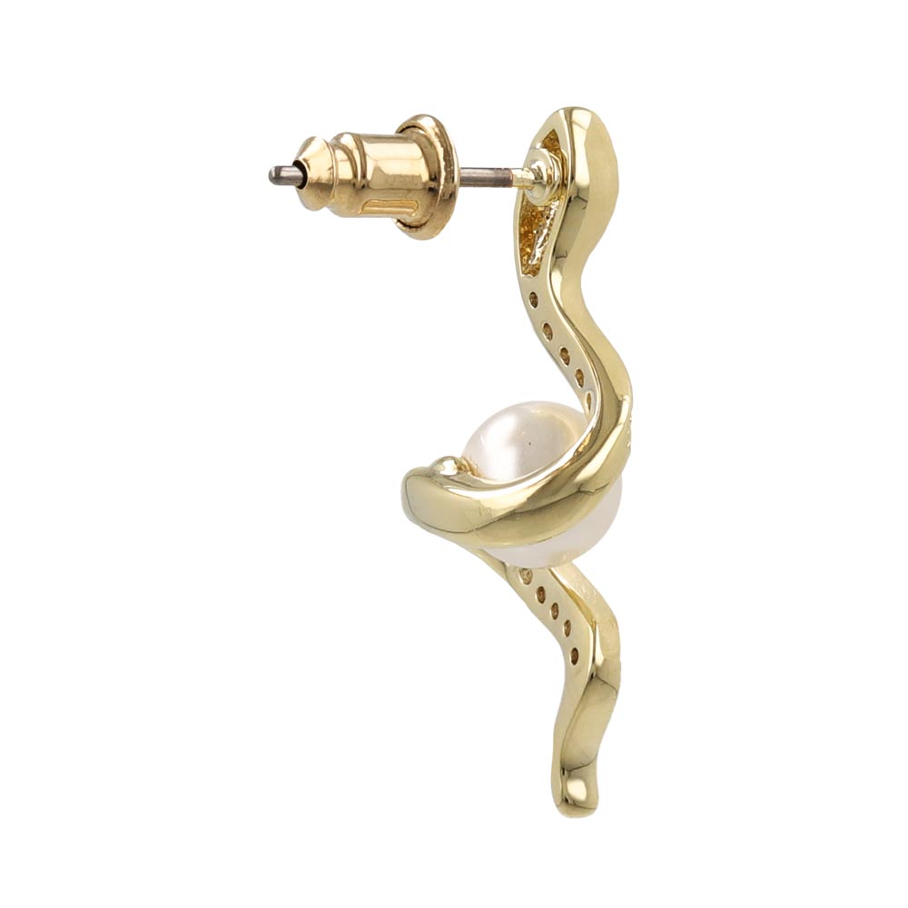 Spiral Snake Pearl Earrings