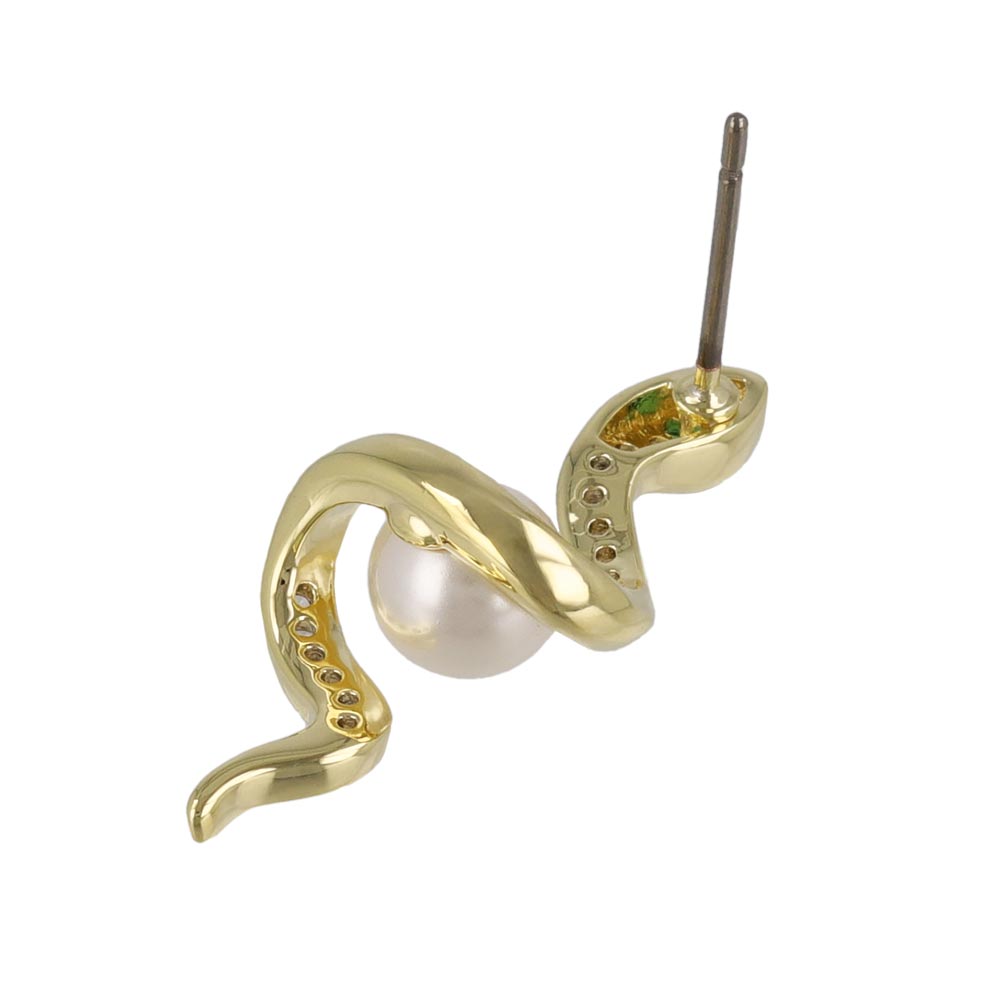 Spiral Snake Pearl Earrings