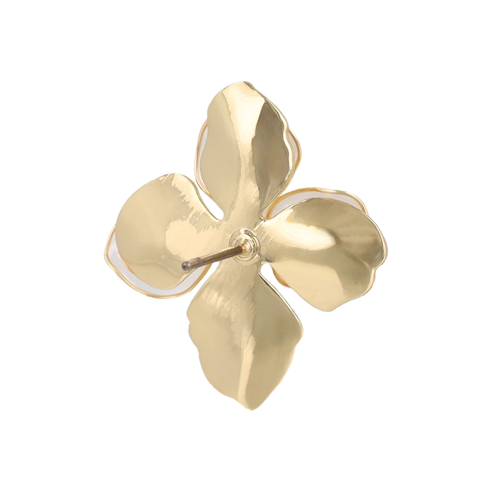 Mixed Petal Flower Pearl Front Back Earrings