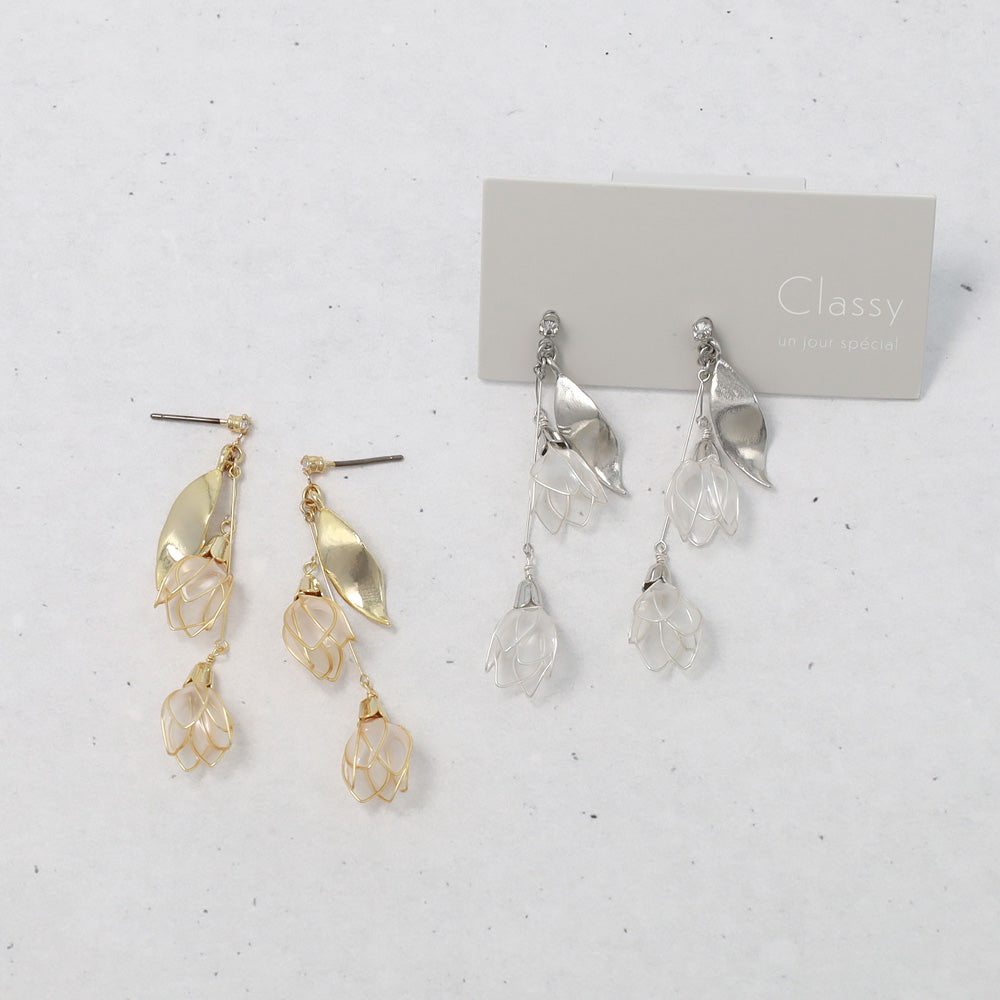 Double Flower Drop Earrings