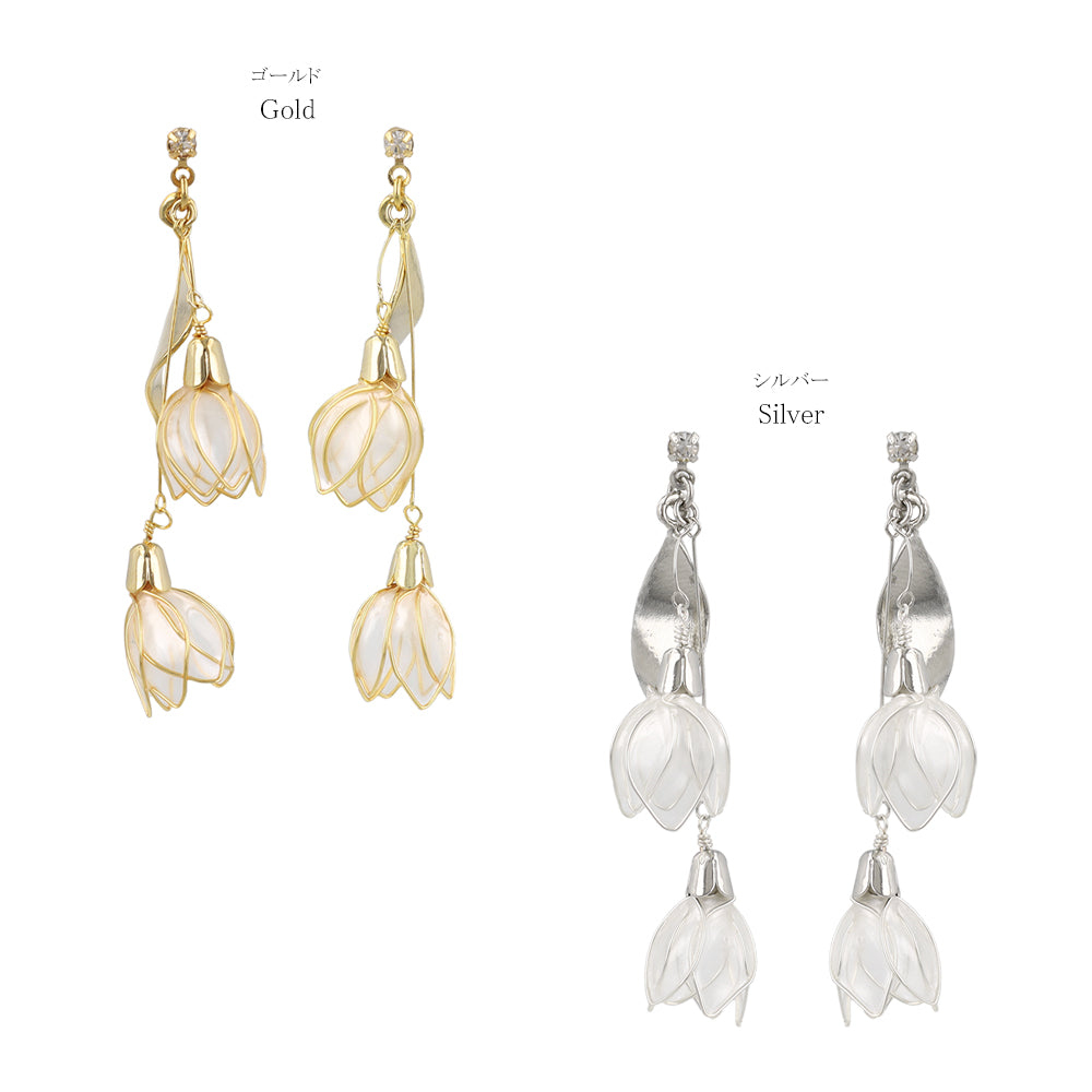 Double Flower Drop Earrings