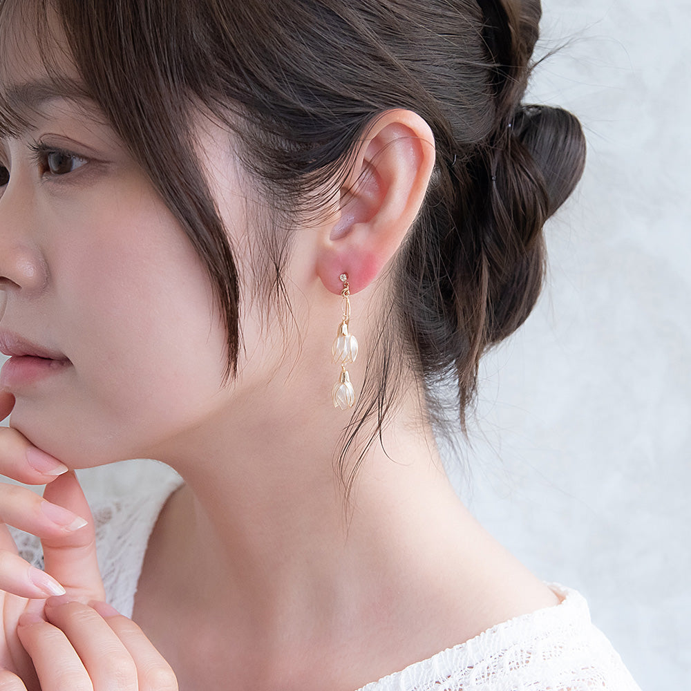 Double Flower Drop Earrings