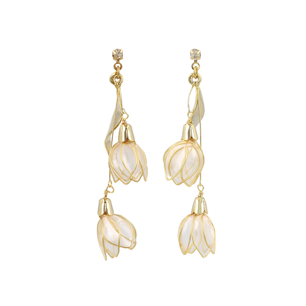 Double Flower Drop Earrings