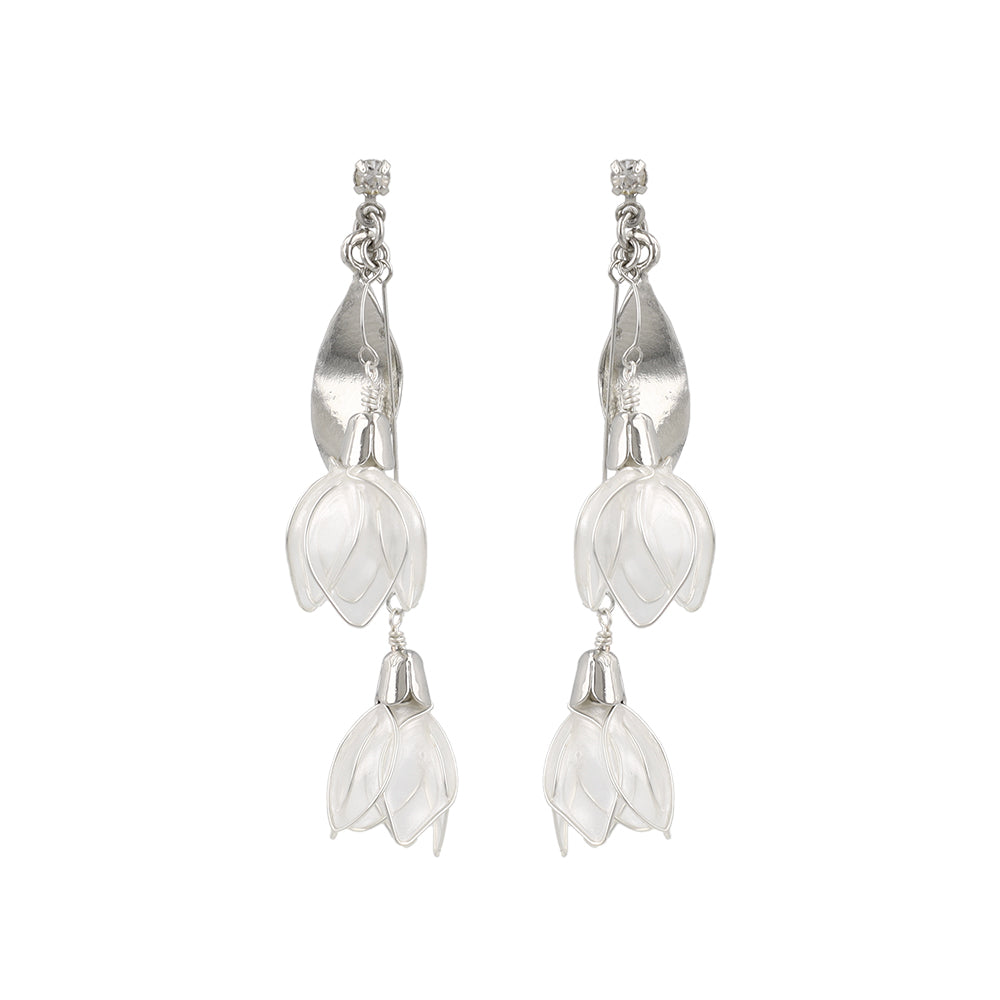 Double Flower Drop Earrings