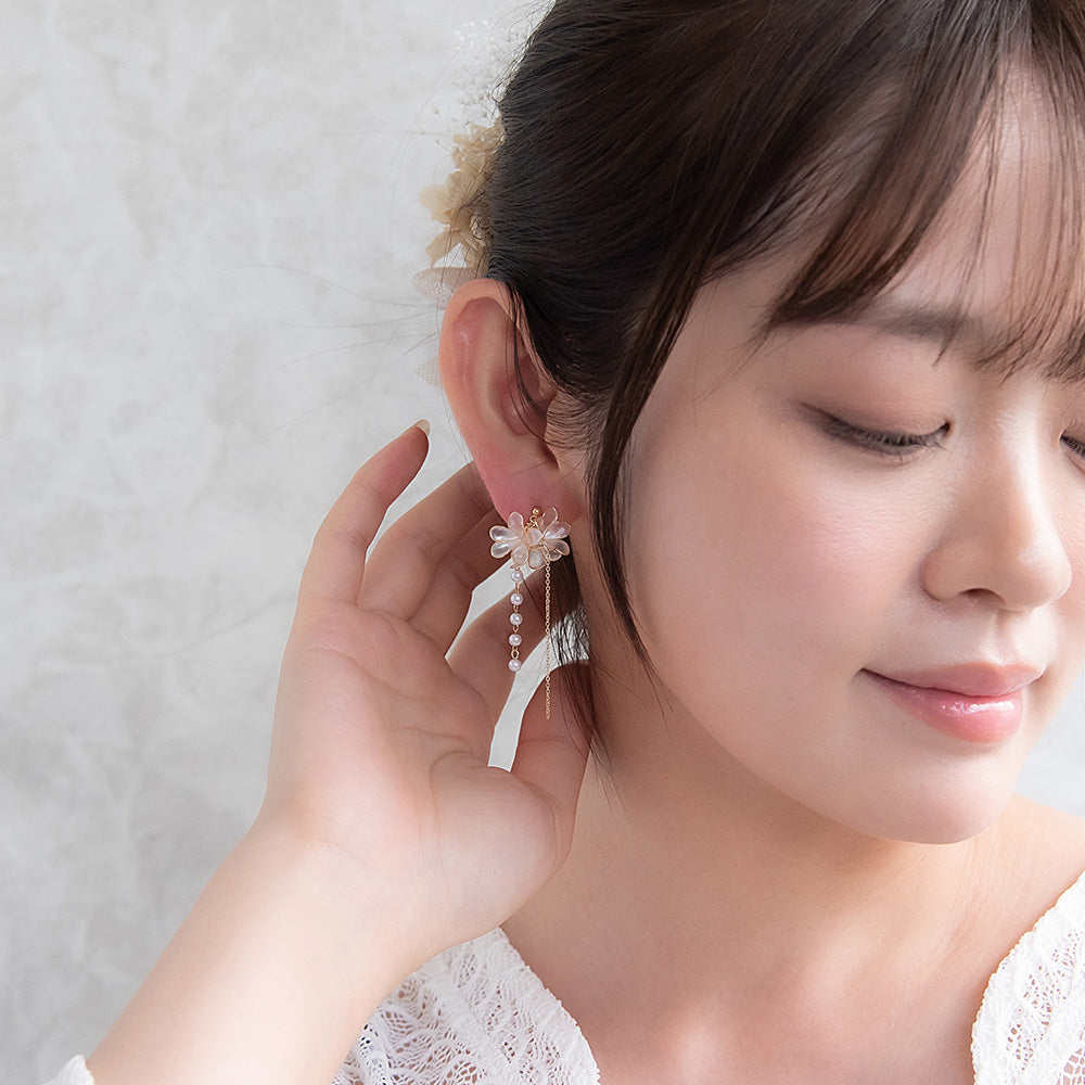 Flower Cluster Linear Drop Earrings