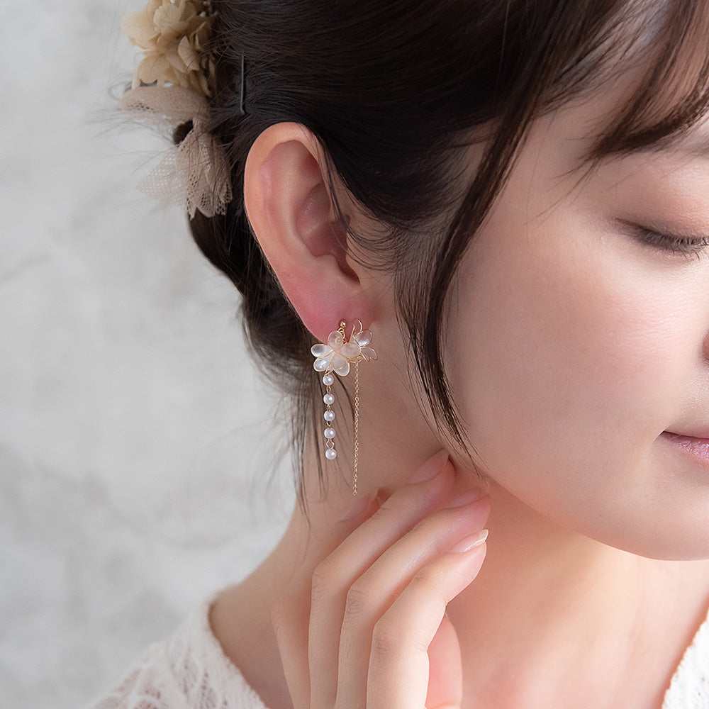 Flower Cluster Linear Drop Earrings