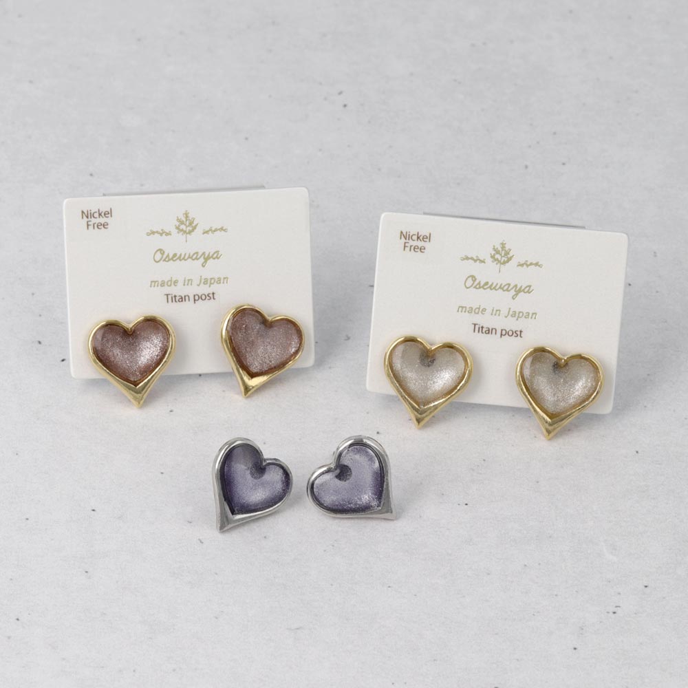 Glittering Heart Stud Earrings