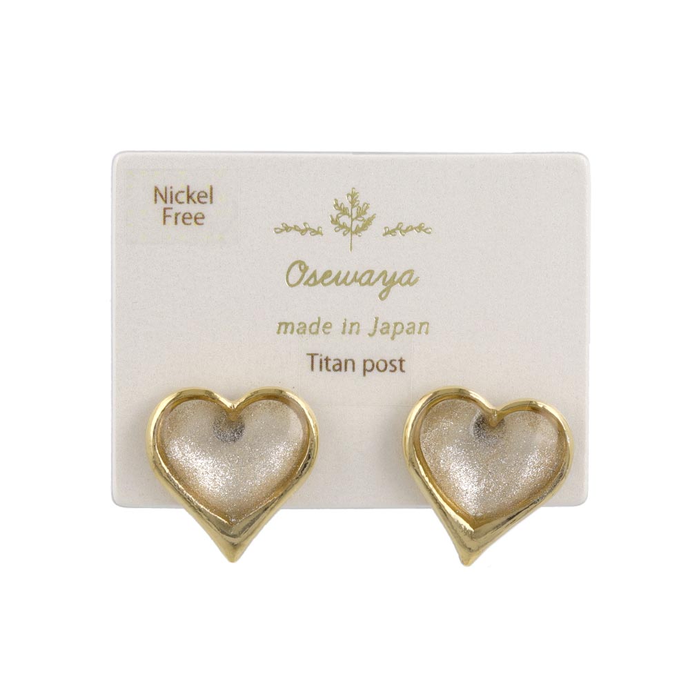 Glittering Heart Stud Earrings
