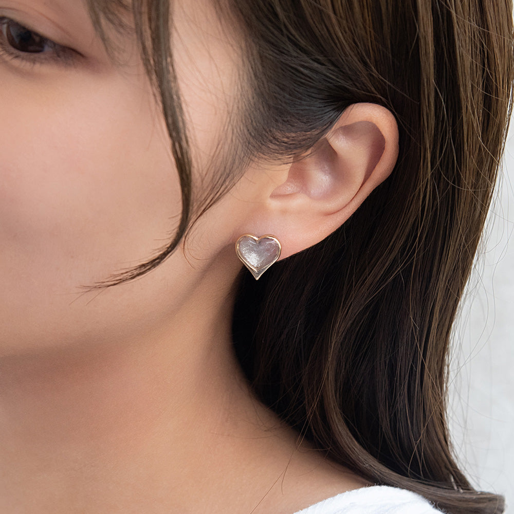 Glittering Heart Stud Earrings