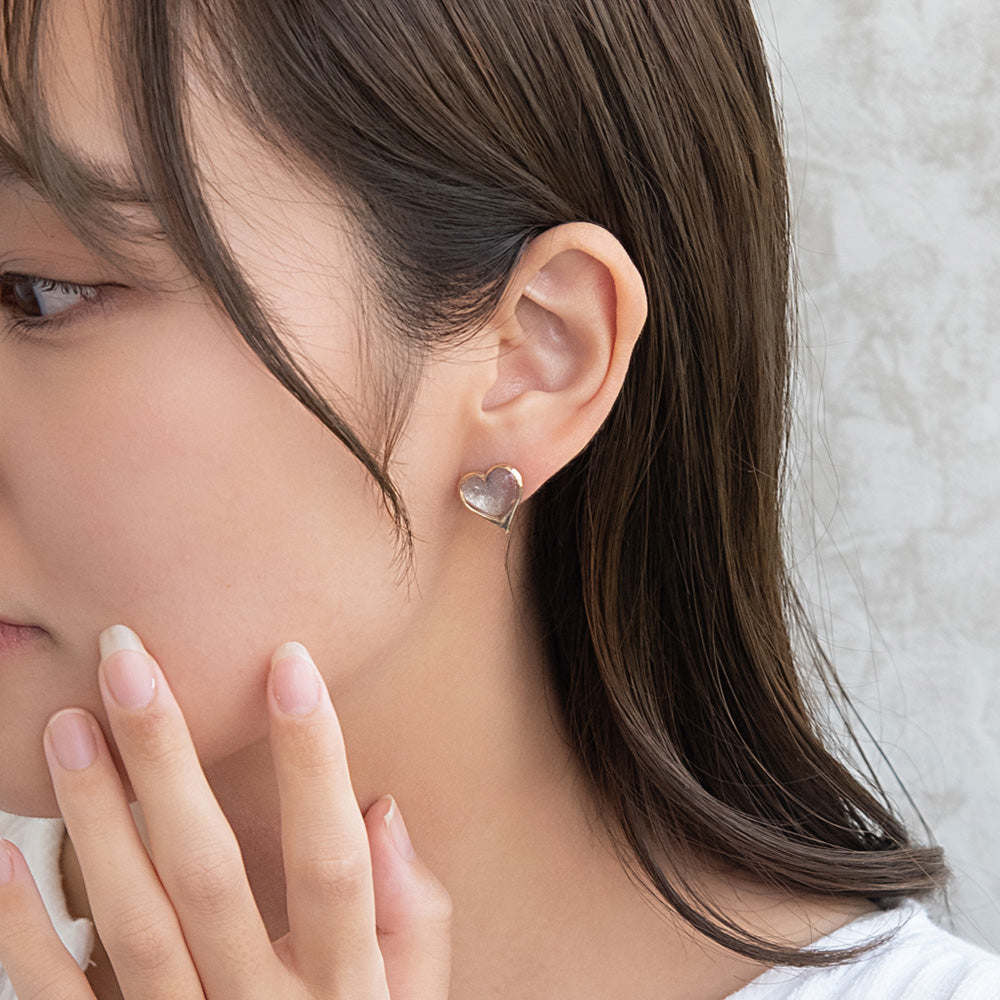 Glittering Heart Stud Earrings