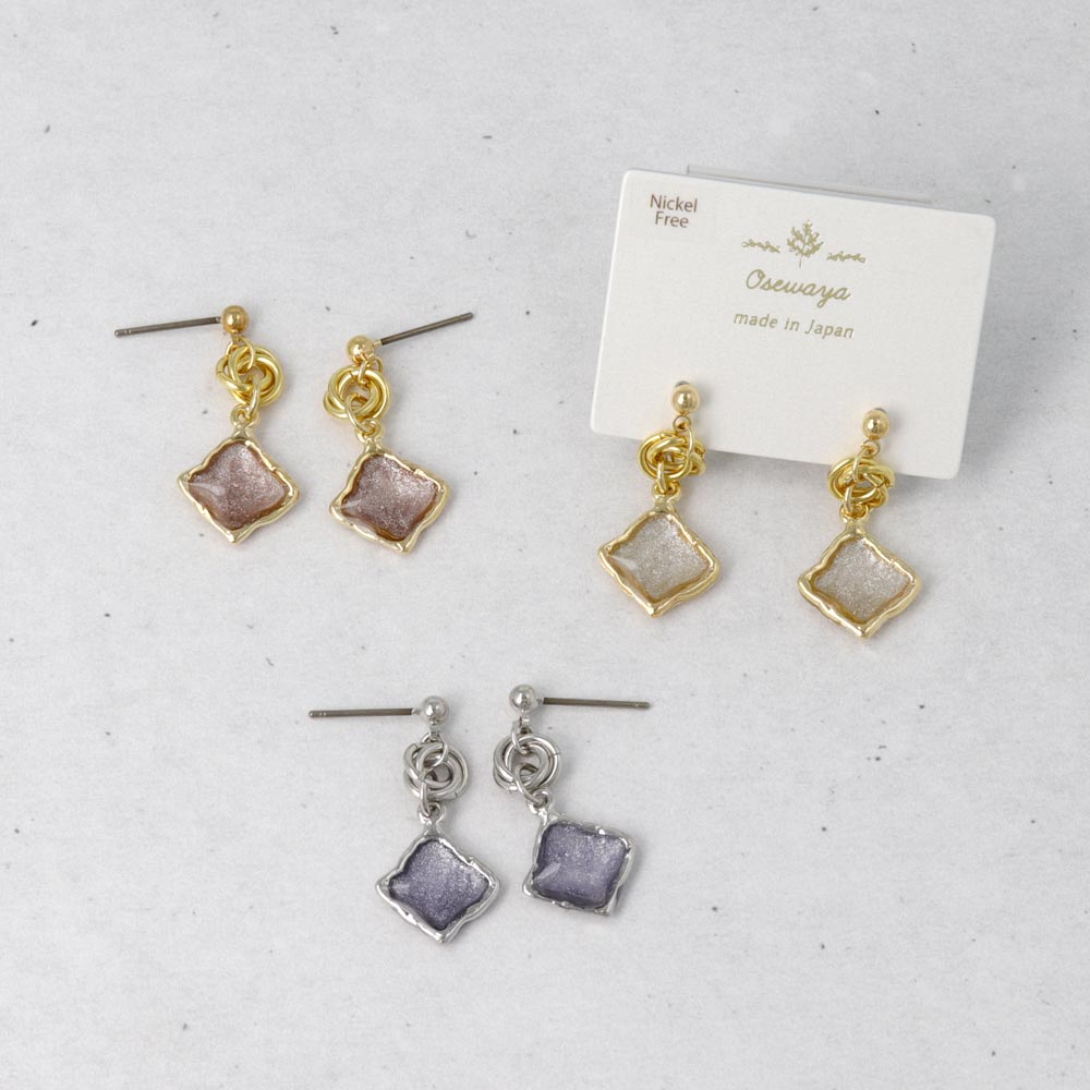 Glittering Organic Square Drop Earrings
