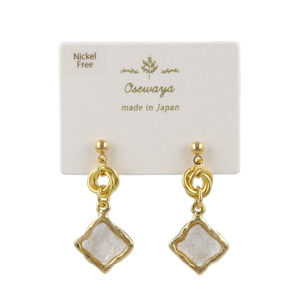 Glittering Organic Square Drop Earrings