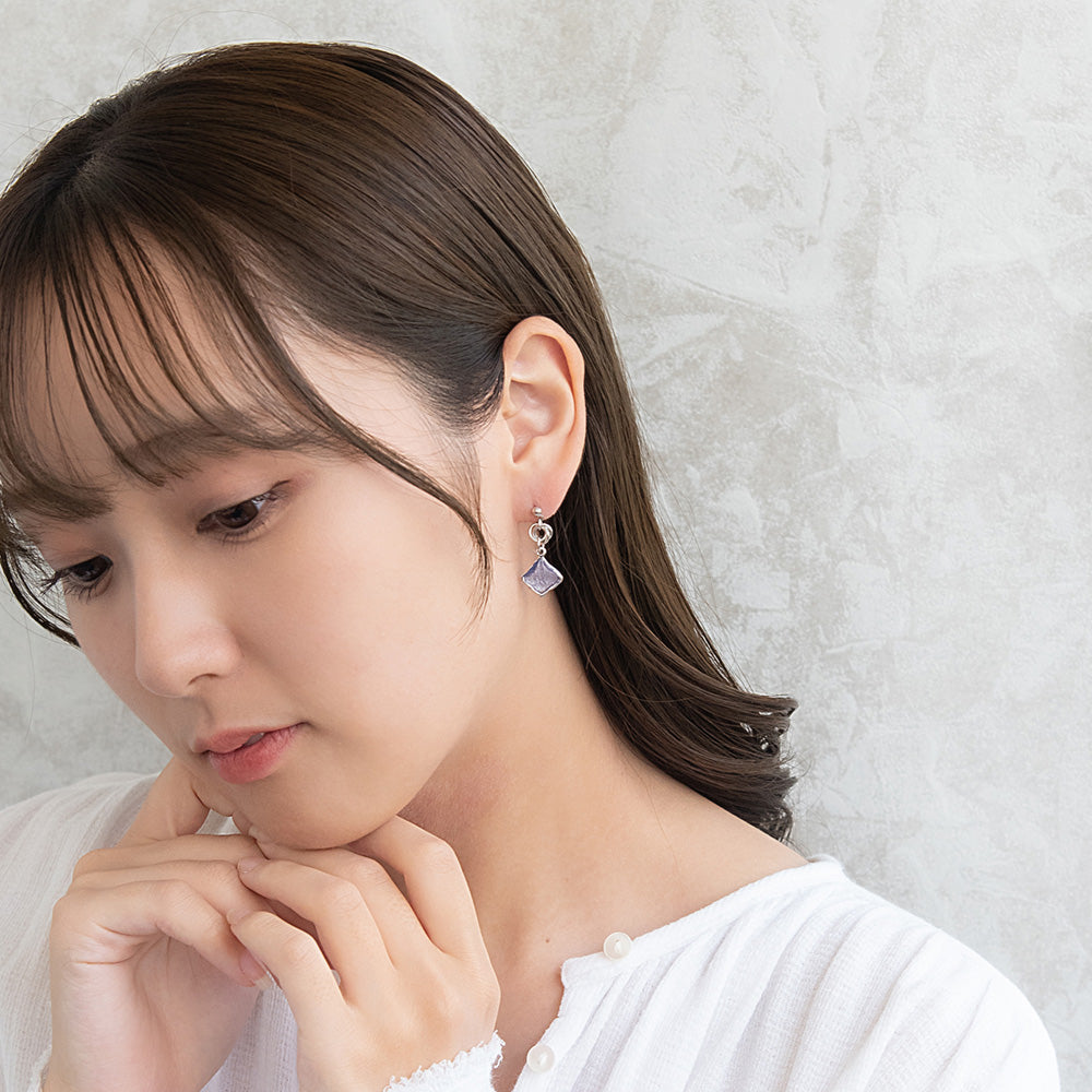 Glittering Organic Square Drop Earrings