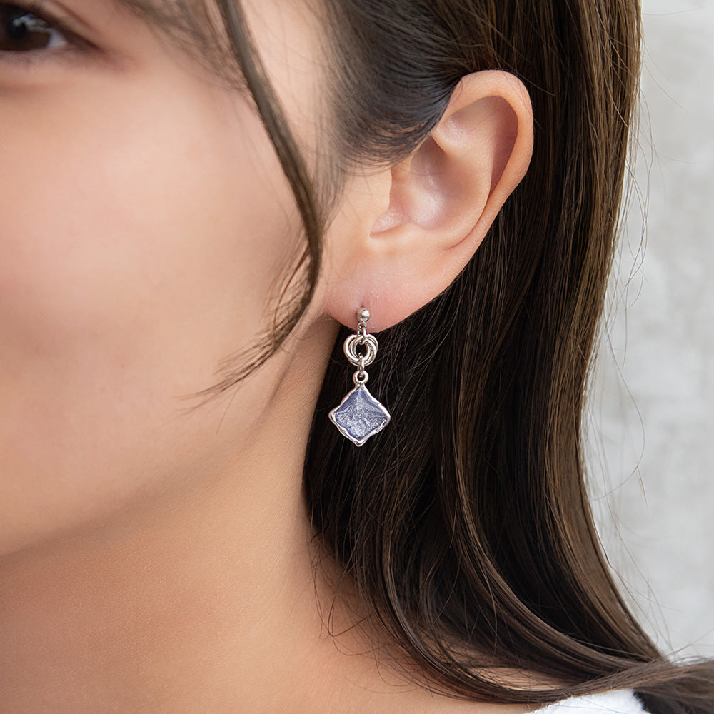 Glittering Organic Square Drop Earrings