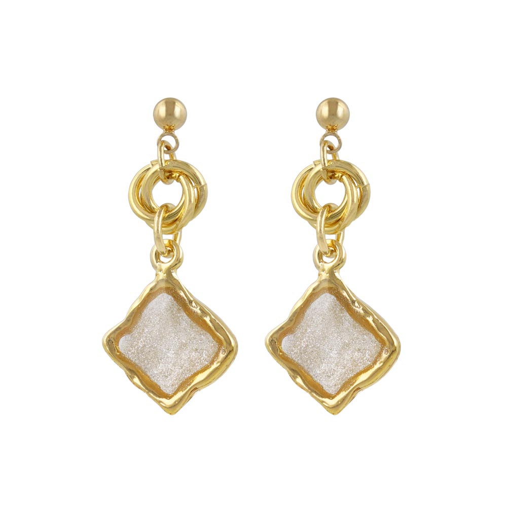 Glittering Organic Square Drop Earrings
