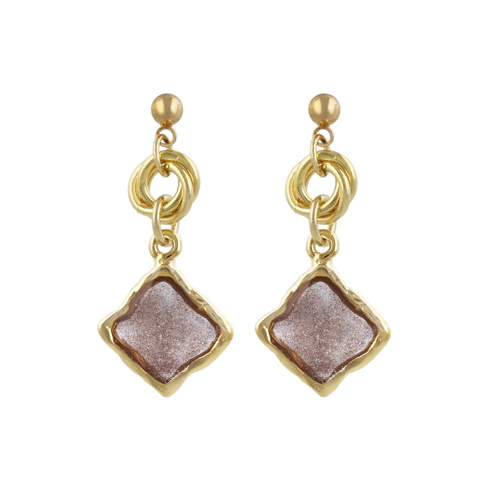 Glittering Organic Square Drop Earrings
