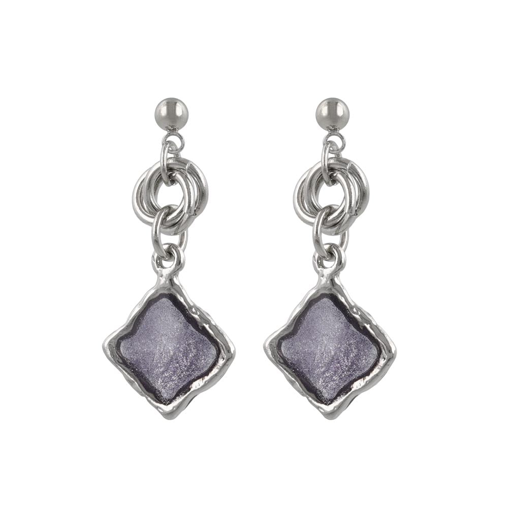 Glittering Organic Square Drop Earrings