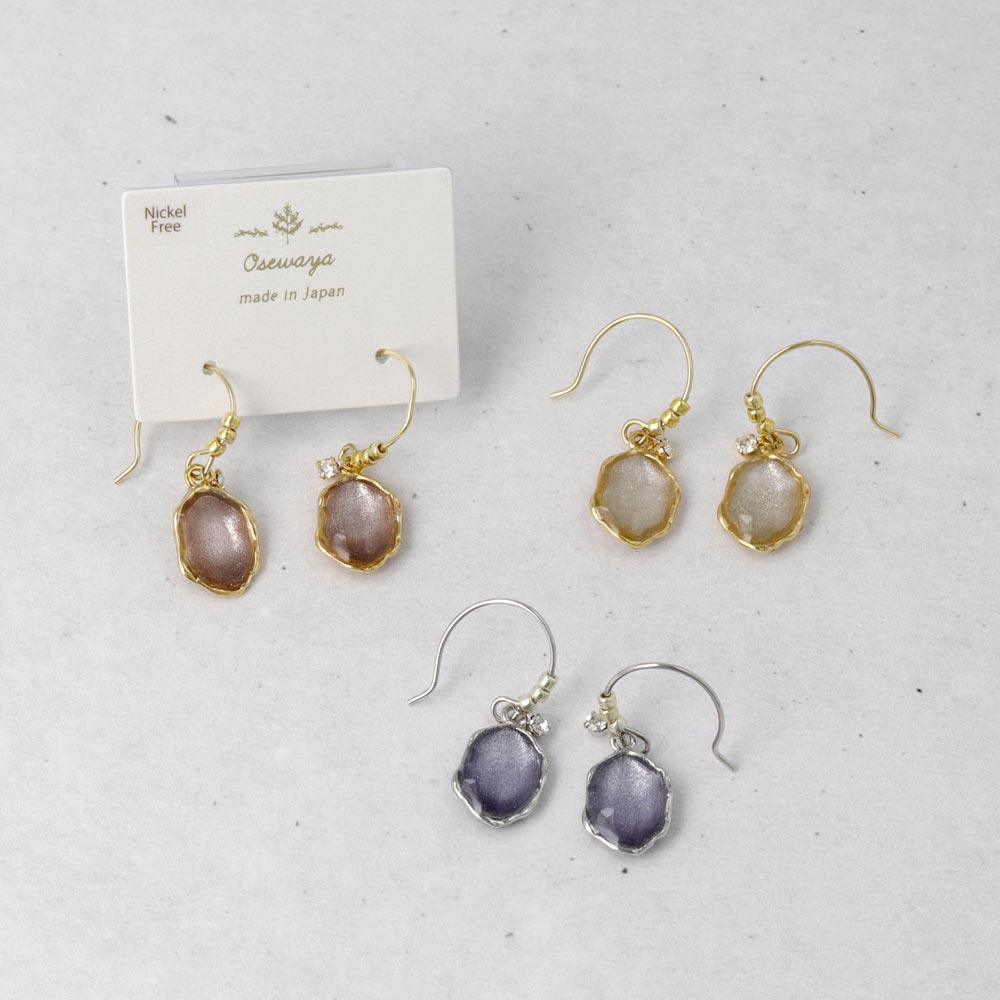 Glittering Organic Circle Drop Earrings