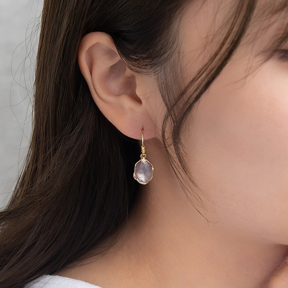 Glittering Organic Circle Drop Earrings