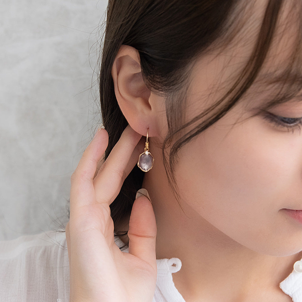 Glittering Organic Circle Drop Earrings