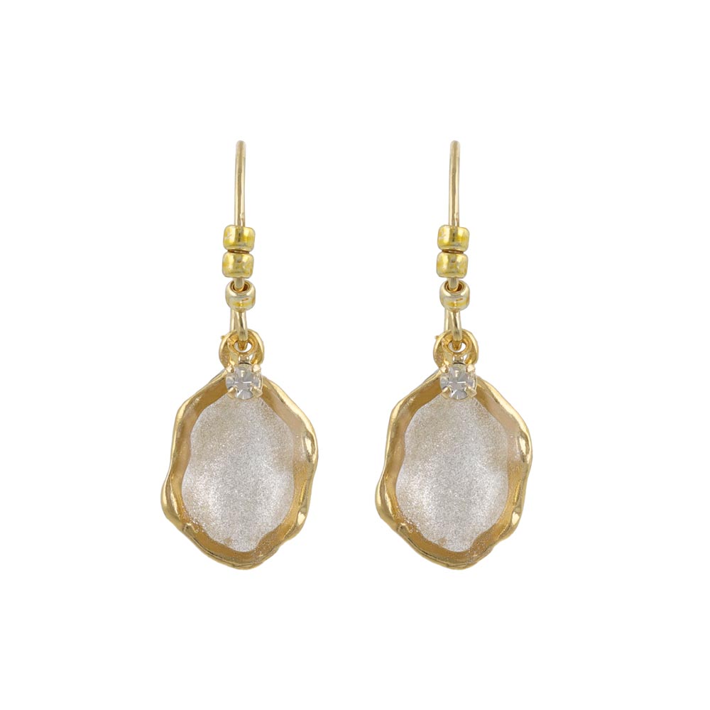 Glittering Organic Circle Drop Earrings