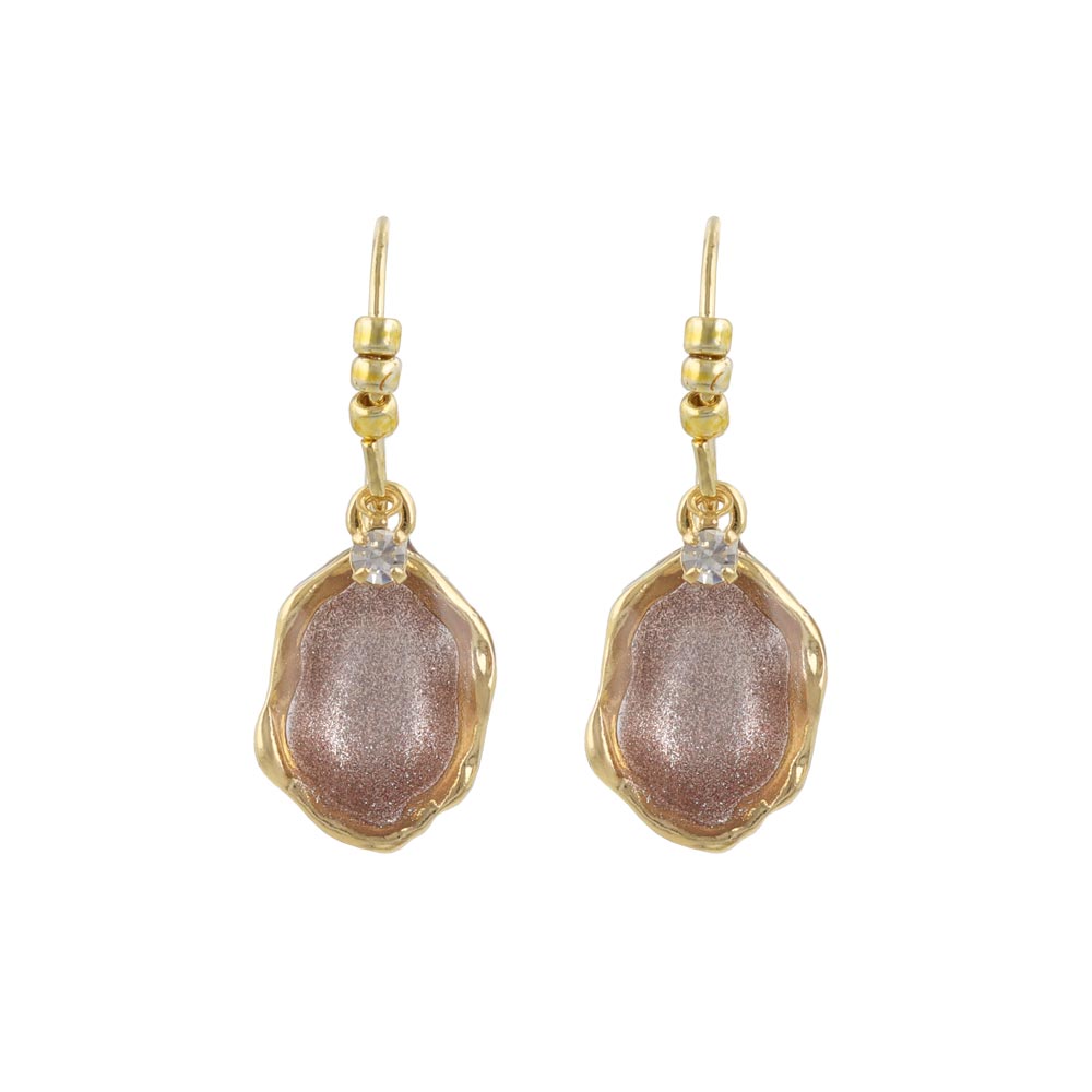 Glittering Organic Circle Drop Earrings