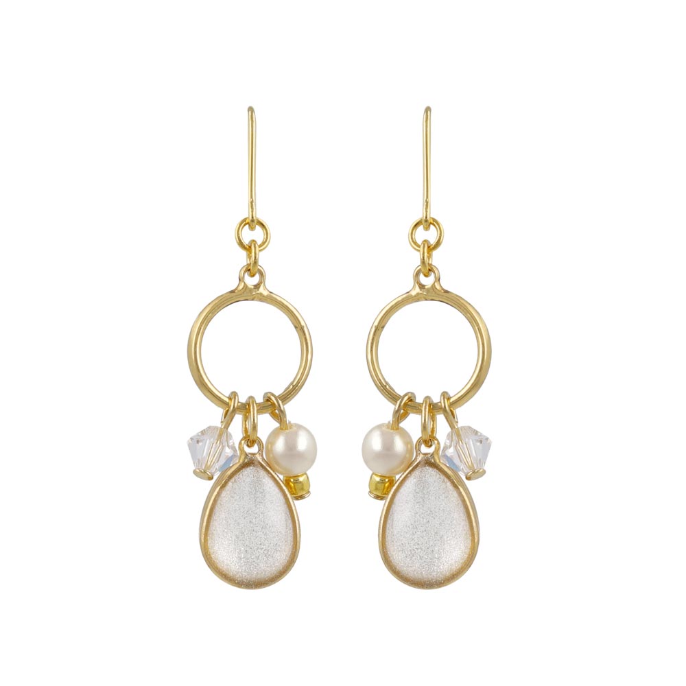 Glittering Teardrop Cluster Earrings