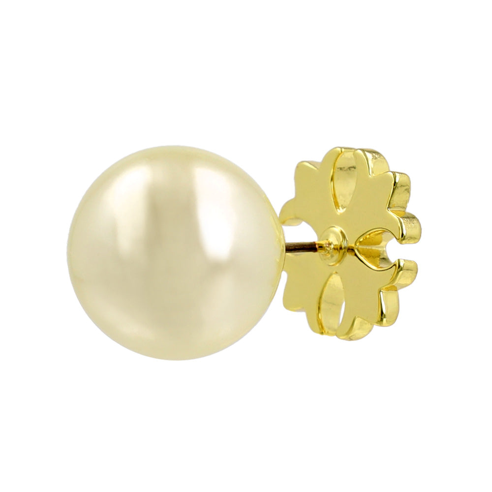 Cross and Pearl Front Back Earrings