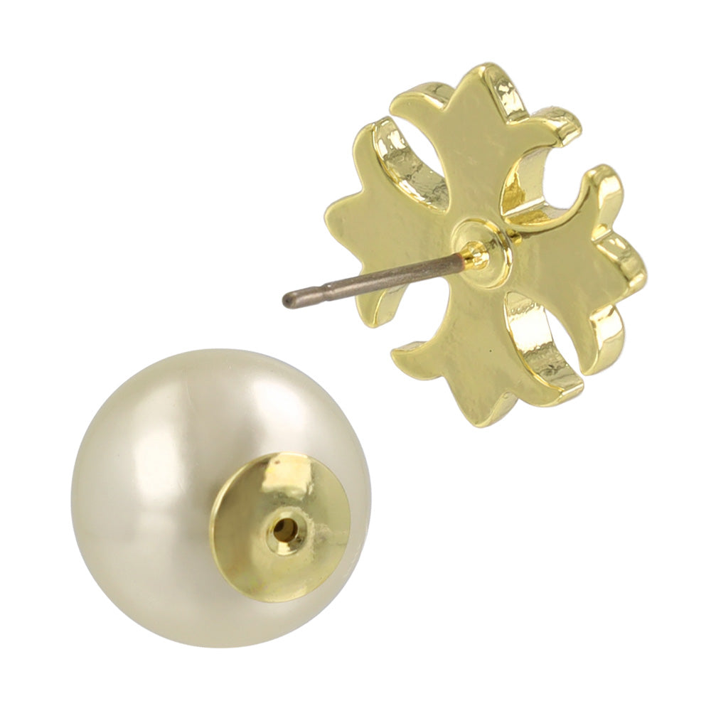 Cross and Pearl Front Back Earrings