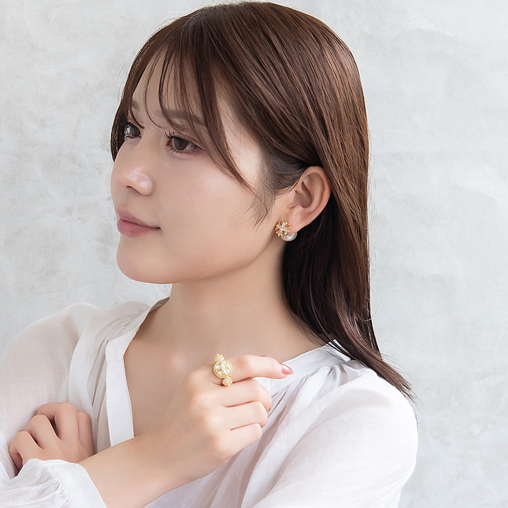 Cross and Pearl Front Back Earrings