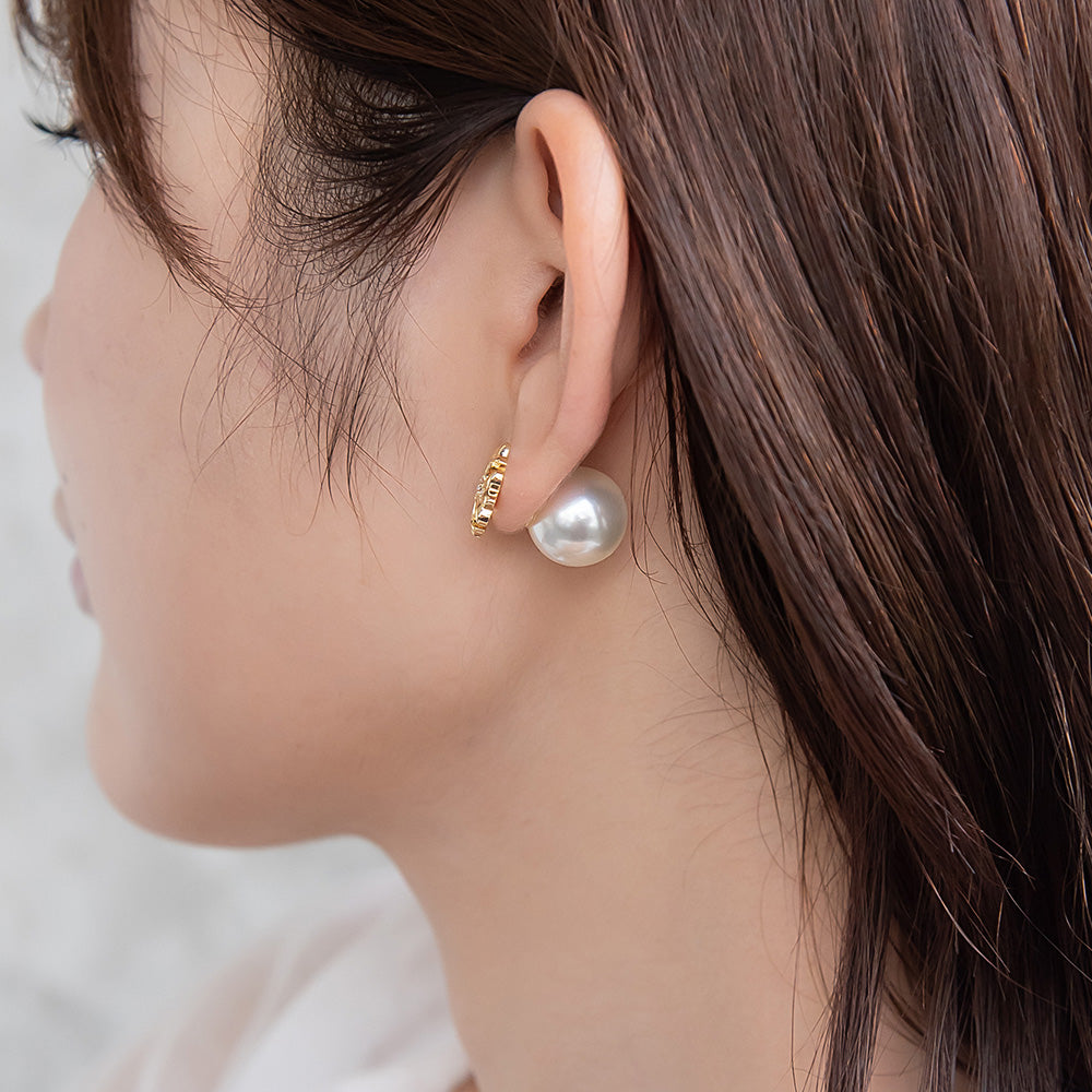 Cross and Pearl Front Back Earrings