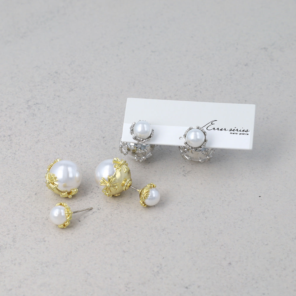Pearl Orb Front Back Earrings