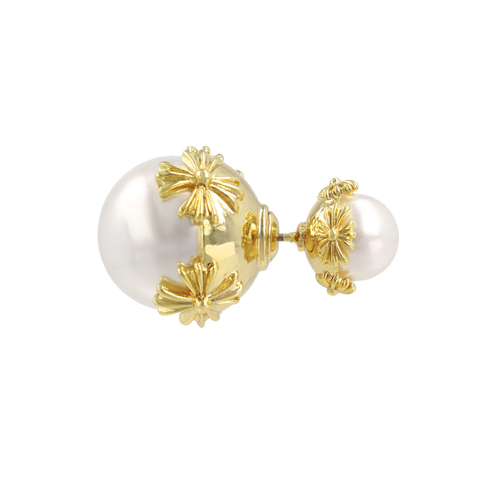 Pearl Orb Front Back Earrings